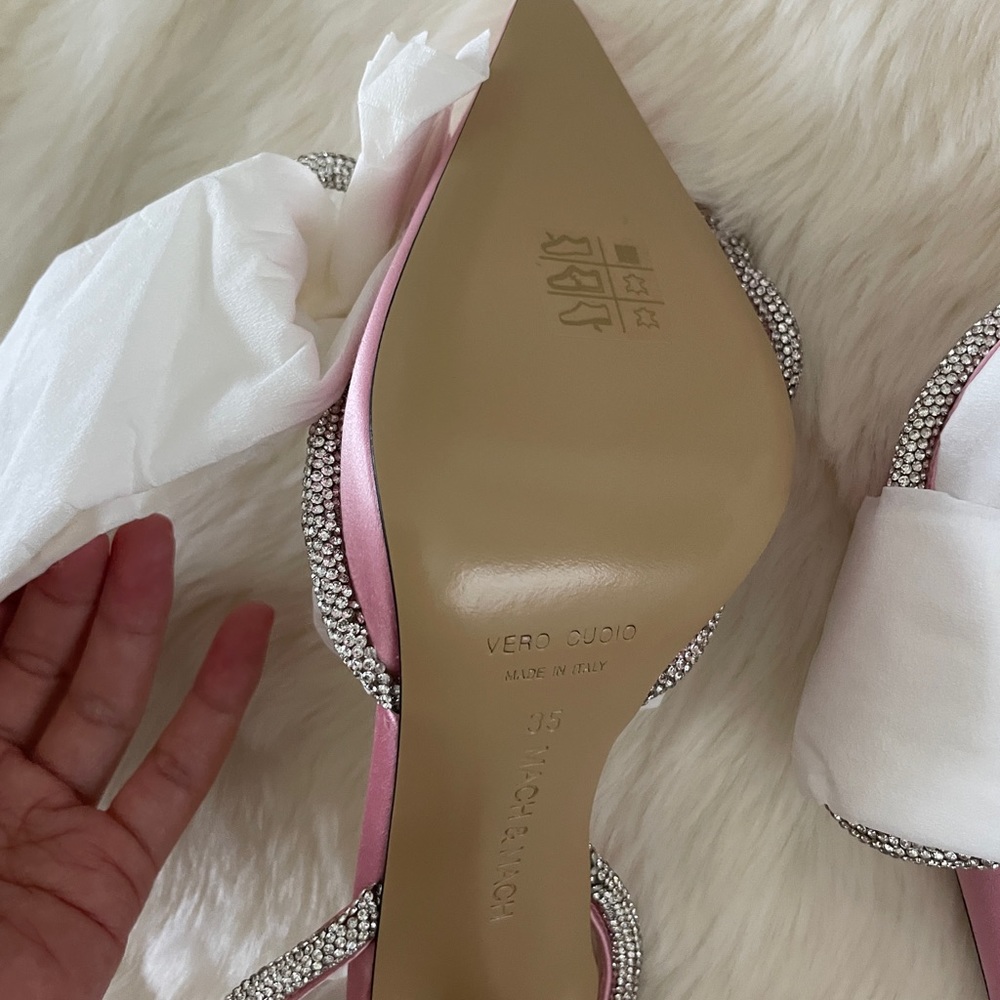 MACH & MACH
Double Bow crystal-embellished silk-satin point-toe pumps - Picture 7 of 13